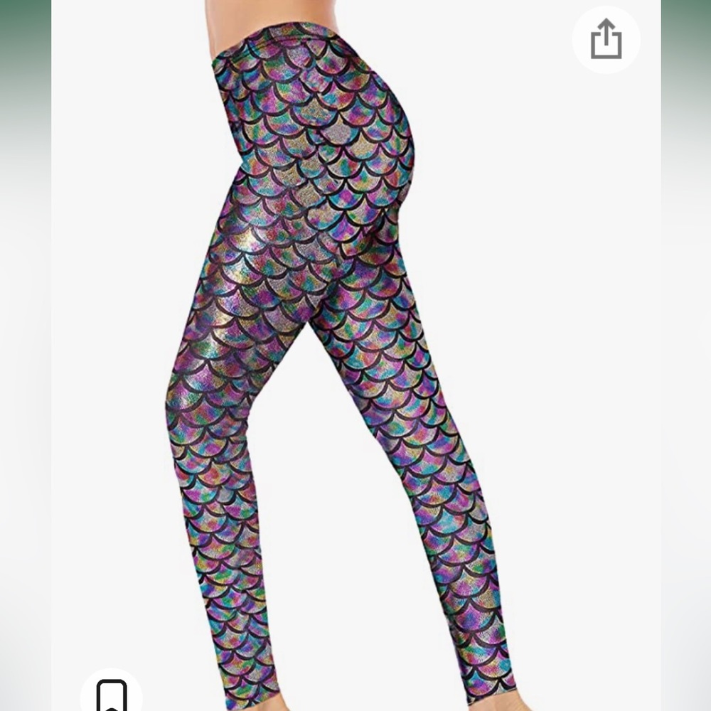 Alaroo Halloween Shiny Fish Scale Mermaid Leggings for Women Pants 4XL